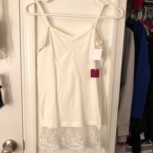 Cream stretchy Camisole with lace at bottom